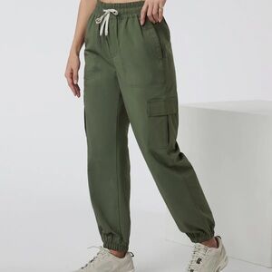 Vuori Birch Joggers Army Green Utility Cargo Pants Drawstring Waist Womens XL